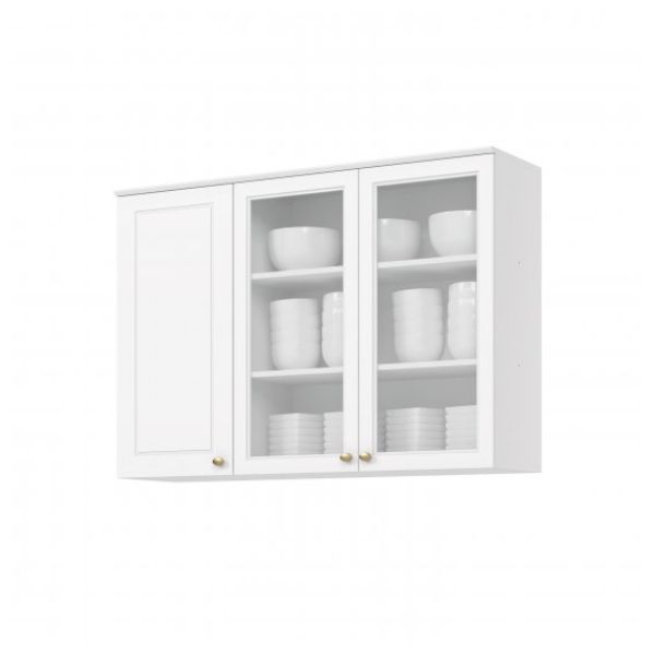 Aéreo cozinha 1200mm fechado 3 portas vidro Branco HP